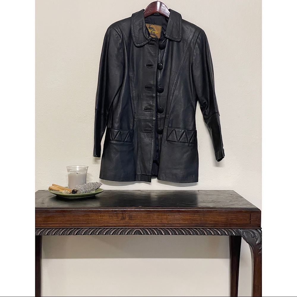 black leather jacket
